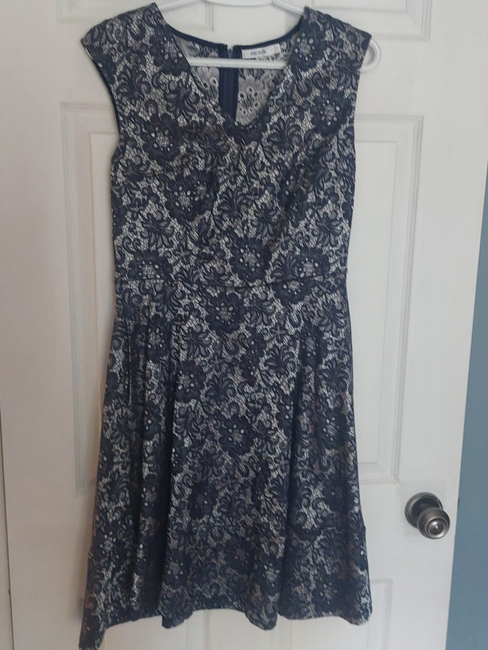 Pretty Little Navy and Silver Fit-and-Flare Dress